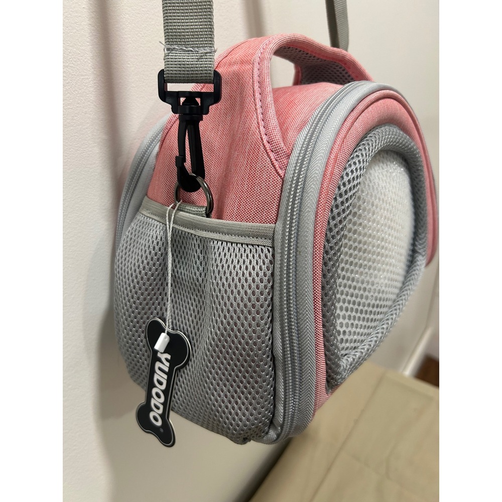 YUDODO Small Pet Carrier Bag Pink Grey Mesh Breathable Travel Tote for Hamsters